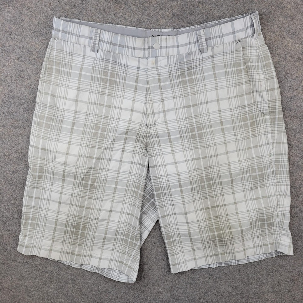 Nike Golf Shorts Mens 36 Gray Plaid Dri-FIT Tour Performance Stretch 11 Inseam